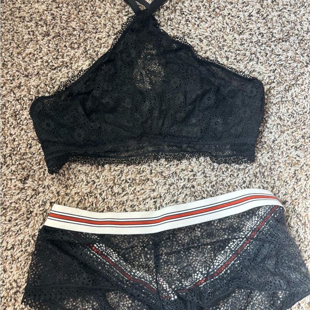 Victoria's Secret Black Lace Bralette and Panty Set
